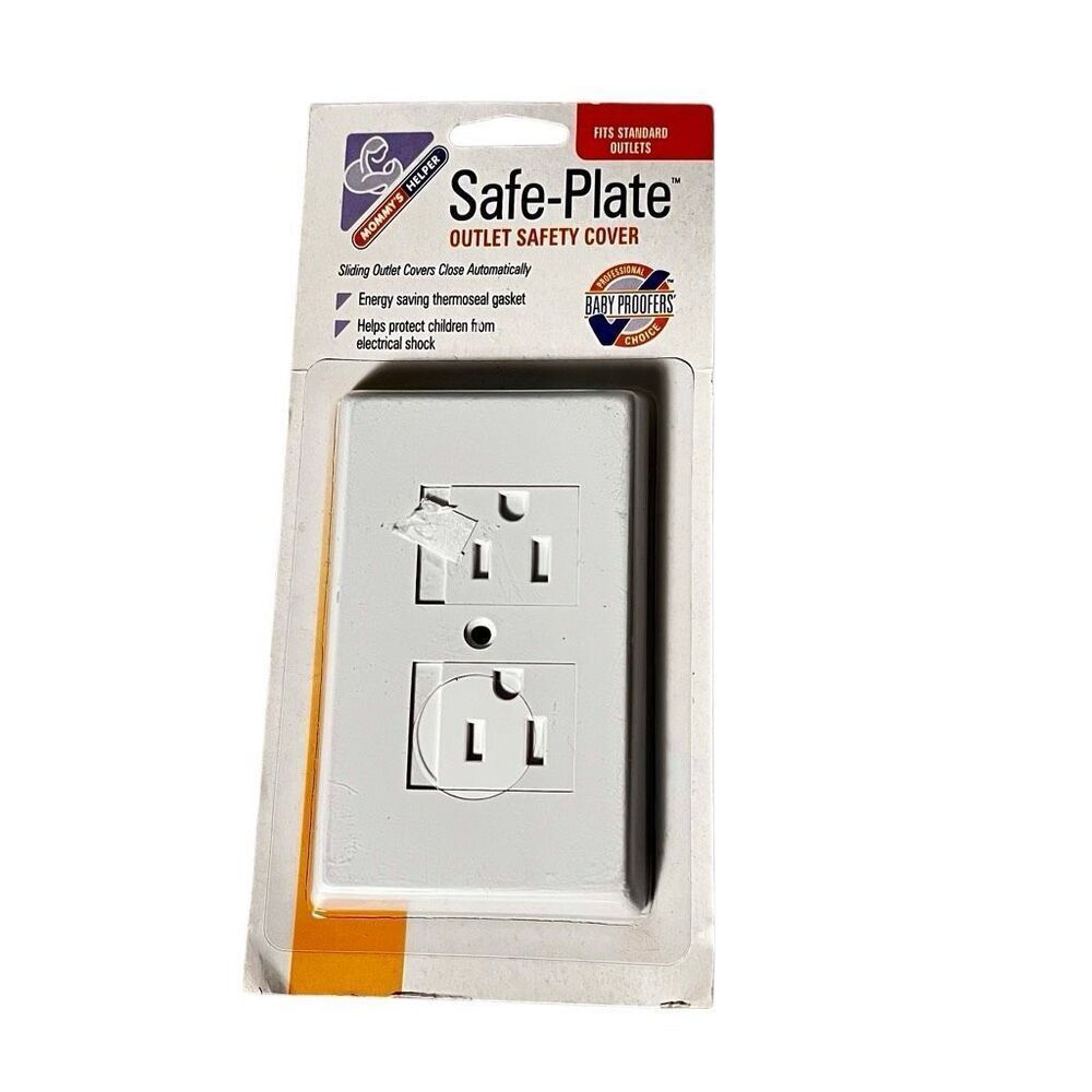Set of 2 MOMMY’S HELPER SAFE PLATE ELECTRICAL OUTLET COVER WHITE